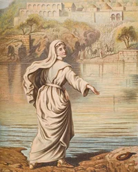 Christiana entrant dans la rivière, illustration de 